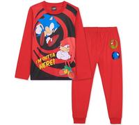 Sonic The Hedgehog Shadow Schlafanzug Jungen Lang, Kinder Pyjama Set Weich & Kuschelig, Gamer Geschenke für Kinder (Rot Sonic/Knuckles, 6-7 Jahre)