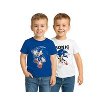 Sonic the Hedgehog T-Shirt für Jungen Oberteil Kinder Shirt kurzärmlig Blau/Weiß (2er Pack) (DE/NL/SE/PL, Numerisch, 134, 140, Regular)