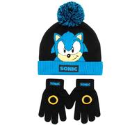 SONIC THE HEDGEHOG Wintermütze und Handschuhe Set für Jungen - warme und bequeme Beanie-Mütze und Handschuhe - perfekt für Kinder im Alter von 6-12 Jahren, Schwarz , Einheitsgröße