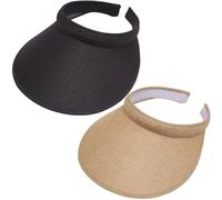 Sonnenblende, breite Krempe, für Damen und Herren, große Sonnenblende, UV-Schutz, Outdoor, Sport, Golf, Strand, 2 Stück, Schwarz-khaki, 6 3/4/7 3/8