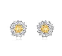Sonnenblume Ohrstecker vergoldet Sterling Silber vergoldet Blume Schmuck Geschenke für Frauen Mädchen