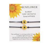 Sonnenblumen Bracelet, 2 Stück Paar-Armbänder, Freundschaftsarmband,Entfernungsarmbänder,Damen Armband Freundschaft, Sunflower Bracelet, für Freunde Paar Familie Frauen Mädchen Mutter Tochter Geschenk