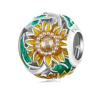 Sonnenblumen-Charm, 925er-Sterlingsilber, Blume, Rose, Traumkater, Perle, Liebe, Familie, Sonnenblume, Weihnachtsanhänger für Pandora-Charm-Armband, Einheitsgröße, Sterling-Silber, Zirkon