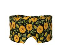 Sonnenblumendruck Schwarz, Vollständige Augenabdeckungen, lichtblockierende Augenmaske, Schlafaugen- und Ohrenschützer