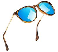 Sonnenbrille Damen Polarisierte UV400 Retro Rund Vintage Blau