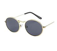 Sonnenbrille Damen Rund Retro Sunglasses Herren Polarisiert Hippie Brille Ovale Vintage Sonnenbrille für Festival Party Metallrahmen (D)