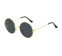 Sonnenbrille Damen Rund Retro Sunglasses Herren Polarisiert Hippie Brille Ovale Vintage Sonnenbrille für Festival Party Metallrahmen (L)