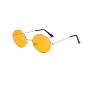 Sonnenbrille Damen Rund Retro Sunglasses Herren Polarisiert Hippie Brille Ovale Vintage Sonnenbrille für Festival Party Metallrahmen (H)