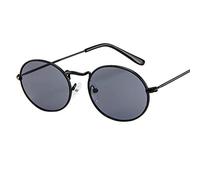 Sonnenbrille Damen Rund Retro Sunglasses Herren Polarisiert Hippie Brille Ovale Vintage Sonnenbrille für Festival Party Metallrahmen (A)