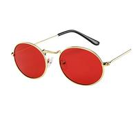Sonnenbrille Damen Rund Retro Sunglasses Herren Polarisiert Hippie Brille Ovale Vintage Sonnenbrille für Festival Party Metallrahmen (B)