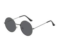 Sonnenbrille Damen Rund Retro Sunglasses Herren Polarisiert Hippie Brille Ovale Vintage Sonnenbrille für Festival Party Metallrahmen (K)