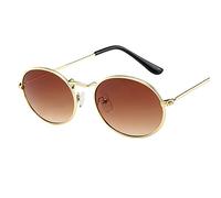 Sonnenbrille Damen Rund Retro Sunglasses Herren Polarisiert Hippie Brille Ovale Vintage Sonnenbrille für Festival Party Metallrahmen (F)