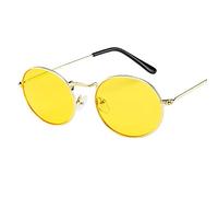 Sonnenbrille Damen Rund Retro Sunglasses Herren Polarisiert Hippie Brille Ovale Vintage Sonnenbrille für Festival Party Metallrahmen (C)