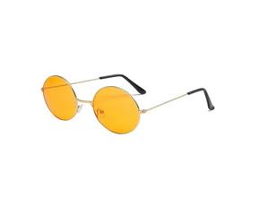Sonnenbrille Damen Rund Retro Sunglasses Herren Polarisiert Hippie Brille Ovale Vintage Sonnenbrille für Festival Party Metallrahmen (H)