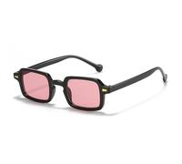 Sonnenbrille im Vintage-Stil mit Leopardenmuster, blau, für Damen, modisch, kleine quadratische Nieten, Dekoration, Sonnenbrille für Damen, trendige Reise-Sonnenbrille, Schwarz/Pink, Einheitsgröß