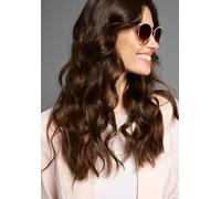 Sonnenbrille LAURA SCOTT, Damen, bunt (goldfarben, rosa), gemustert, glänzend, kontrastfarbene Details, Sonnenbrillen Sonnenbrille, mit golffarbendem Vollrand und rosa Halbbesatz - NEW (31087839-0) go