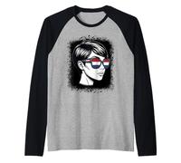 Sonnenbrille mit niederländischer Flagge, Pop-Art, Grunge Raglan