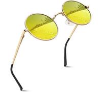 Sonnenbrille Polarisierte Retro Runde Herren Damen UV400 Gold Orange