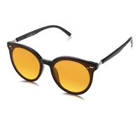 Sonnenbrille Retro Runde Damen Herren Schwarz Rahmen Orange Linse
