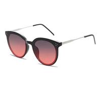 Sonnenbrille Retro Vintage Damen Rund Schwarz Gradient Grau&rot