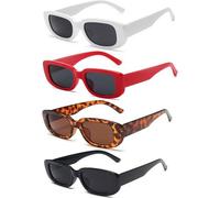 Sonnenbrille Set Damen 4 Stück Rechteckige Retro Trendy Vintage