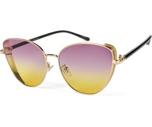 Sonnenbrille STYLEBREAKER "Cateye Sonnenbrille mit Glitzer Side Shield", Damen, gelb (gestell gold, glas violett, gelb verlauf), Modisch, Sonnenbrillen Sonnenbrille (97900947-0) gestell gold, glas vio