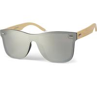 Sonnenbrille STYLEBREAKER "Monoglas Nerd Sonnenbrille Bambus Bügel", Damen, braun (gestell hellbraun, glas silber verspiegelt), Modisch, Sonnenbrillen Sonnenbrille (51424208-0) gestell hellbraun, glas
