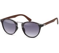 Sonnenbrille STYLEBREAKER "Panto Sonnenbrille Holzoptik Runde Retro Brille UV400", Damen, grau (gestell schwarz, silber, glas grau verlauf), Modisch, Sonnenbrillen Sonnenbrille (95274660-0) gestell sc