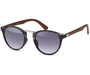 Sonnenbrille STYLEBREAKER "Panto Sonnenbrille Holzoptik Runde Retro Brille UV400", Damen, grau (gestell schwarz, silber, glas grau verlauf), Modisch, Sonnenbrillen Sonnenbrille (95274660-0) gestell sc