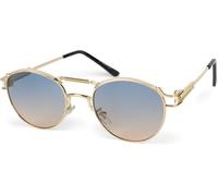 Sonnenbrille STYLEBREAKER "Panto Sonnenbrille mit Federn", Damen, grau (gestell gold, glas grau, beige verlauf), Modisch, Sonnenbrillen Sonnenbrille (95529424-0) gestell gold, glas grau, beige verlauf