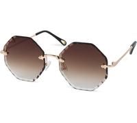 Sonnenbrille STYLEBREAKER "Rahmenlose Runde Sonnenbrille mit Diamant Schliff", Damen, braun (gestell gold, glas braun verlauf), Modisch, Sonnenbrillen Sonnenbrille (46642523-0) gestell gold, glas brau