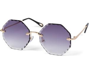 Sonnenbrille STYLEBREAKER "Rahmenlose Runde Sonnenbrille mit Diamant Schliff", Damen, grau (gestell gold, glas grau verlauf), Modisch, Sonnenbrillen Sonnenbrille (42616948-0) gestell gold, glas grau v