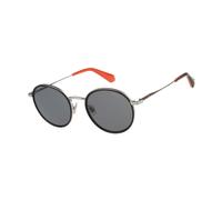 Sonnenbrille SUPERDRY "Modell 995063", Damen, silber, schwarz, mehrfarbig, metallic, Sonnenbrillen Sonnenbrille, Form Rund, Logoschriftzug auf Bügel, Kombifassung (20412341-0) silber, schwarz