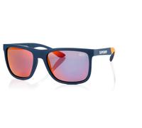 Sonnenbrille SUPERDRY "Modell 996057", Damen, blau, orange, matt, Sonnenbrillen Sonnenbrille, Form Karree/Eckig, Logoschriftzug auf Bügel, Injectionfassung (64399410-0) blau, orange