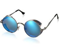 Sonnenbrille Unisex Retro | Blau | polarisiert & verspiegelt | Kunststoff & Metall