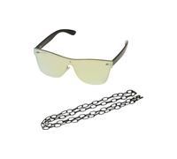 Sonnenbrille URBAN CLASSICS "Urban Classics Unisex 103 Chain Sunglasses", Damen, gelb (schwarz, gold mirror), Sonnenbrillen Sonnenbrille (21515124-0) schwarz, gold mirror