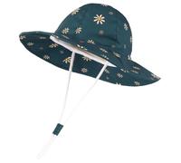 Sonnencap Kinder, Sonnenhut mit Blumen Cartoon für Babys und Mädchen mit LSF 50+ verstellbar für Außenbereich Strandhut für Kleinkinder mit breiter Krempe Fischerhüte für Kinder (Dark Green 2 4 Jahre)