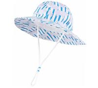 Sonnenhut Baby Junge, Sonnenhut mit Blumen Cartoon für Babys Mädchen mit LSF 50+ verstellbar für Außenbereich Strandhut für Kleinkinder mit breiter Krempe Fischerhüte für Kinder (Sky Blue 1 2 Jahre)