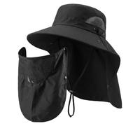 Sonnenhut Herren Outdoor Fischerhut Breiter Krempe Wanderhut Sommerhut Safari Hut Wanderhut Verstellbarer Bucket Hat mit Abnehmbarem Gesichtsschutz Nackenklappe Unisex Angelnhut für Damen Herren