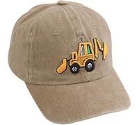Sonnenhut Kinder Baseball Cap mit Bagger-Stickerei, Khaki, Verstellbar, Bagger Baseball Cap Auto Sonnenhut für Kinder 2-8 Jahre - Cartoon Baseballmütze für Jungen und Mädchen mit Sonnenschutz
