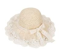 Sonnenhut Kinder Mädchen Strohhut Breite Krempe Fischerhut Anti-UV Sonnenschutz Strandhut mit Spitzenschleife Süße Prinzessin Hut Kinderhut Weicher Atmungsaktiver Sommerhut für Outdoor Strand Urlaub