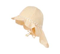 Sonnenhut MAXIMO, Mädchen, Gr. 49, gelb, Baumwollmischung, kariert, Hüte, mit Blütenband, mit Nackenschutz, kariert, gemustert, Baumwollmix (56621169-49) gelb