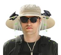 Sonnenhut mit Ventilator, Fischerhut mit Breiter Krempe, Solar Fan Hut, Wide Brim Solar Fan Outdoor Fishing Hat USB Charging, Outdoor Solar Sonnenenergie Hut Kappe, UV Sonnenschutz, für Männer