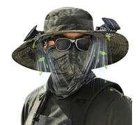 Sonnenhut mit Ventilator, Fischerhut mit Breiter Krempe, Solar Fan Hut, Wide Brim Solar Fan Outdoor Fishing Hat USB Charging, Outdoor Solar Sonnenenergie Hut Kappe, UV Sonnenschutz, für Männer