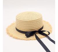Sonnenhut Strohhut Hut Damen Flat Top Strohhüte Mit Breiter Krempe Sonnenhüte Für Frauen Mit Freizeitstrandhüten-Beige