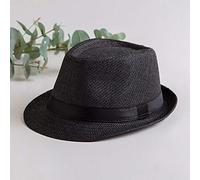 Sonnenhut Strohhut Hut Damen Heiße Männer Sonnenhut Panama Stroh Jazz Sommerhut Lässig Strand Sonnenschutz Unisex Frauen Hut Cowboy Gangster Cap Sonnenblende Hut-Schwarz_58Cm