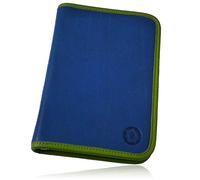 SONNENLEDER - hochwertiges Schuletui "NILS" Farbe: Blau/Hellgrün *Echtes Leder*