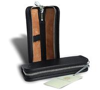 SONNENLEDER - Schreibetui 'RICHTER' Schwarz: Echtes Leder, Reißverschluss, Made in Germany