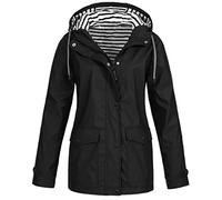 Sonnenschutzjacke, wasserdicht, Damen, Kapuzenjacke, große Größe, einfarbig, Outdoor-Sport, Sportjacke, für den Außenbereich, lange Jacke, Schwarz, 48