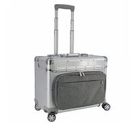 SONOVO Pilotenkoffer mit Vortasche mit Rollen mit Trolley Aluminium in Silber 45178 | Alukoffer, Aktenkoffer, Businesskoffer | Für den täglichen Geschäftseinsatz und für Kundentermine